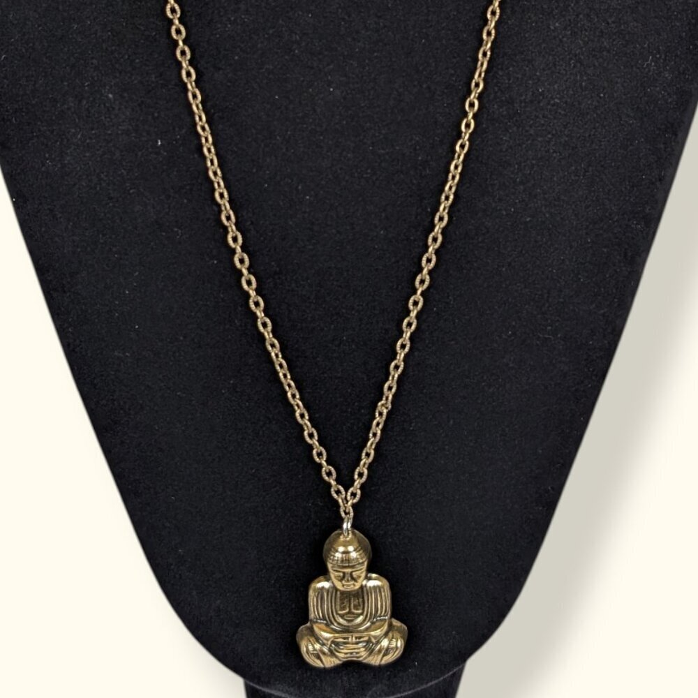 V. Stamped Metal Buddha Pendant Necklace